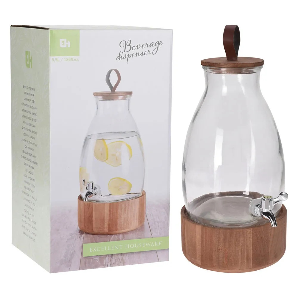 CARAFFA DISPENSER SU BASE LEGNO - Senza Marca - Vista Principale