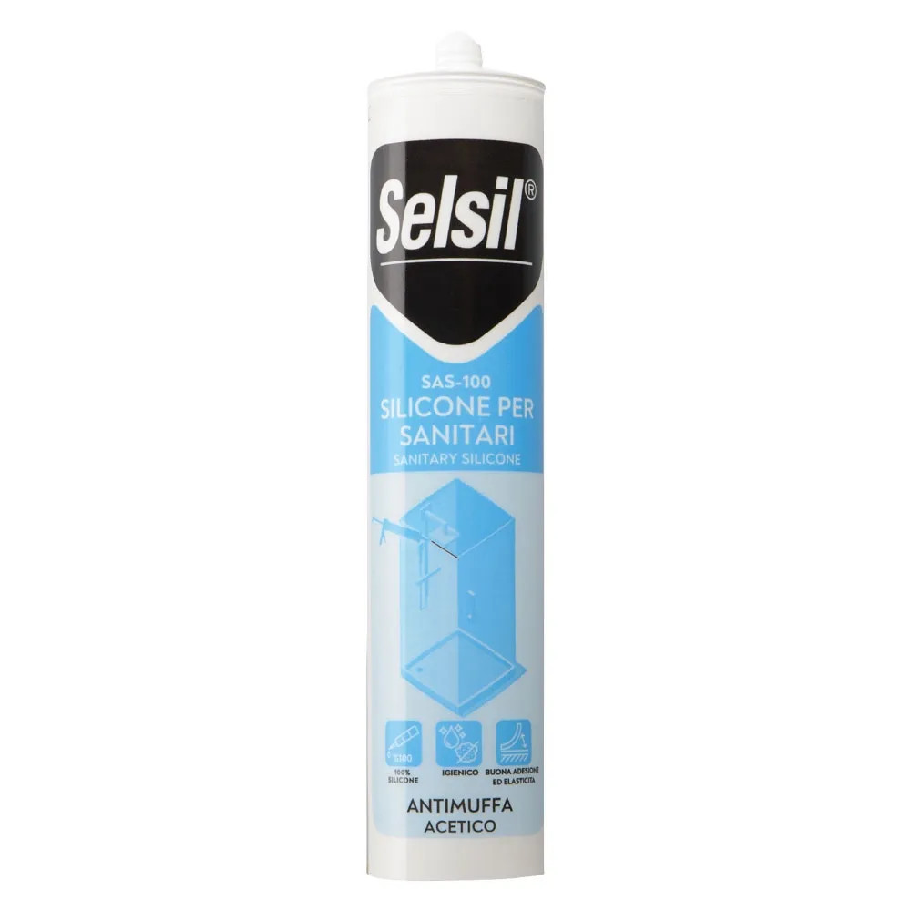 SILICONE ACETICO PER SANITARI 'SAS 100' bianco - SELSIL