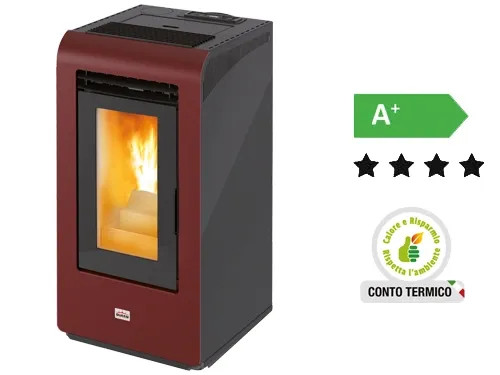 STUFA A PELLET QUEEN PLUS HE10 CANALIZZATA BORDEAUX - QUEEN