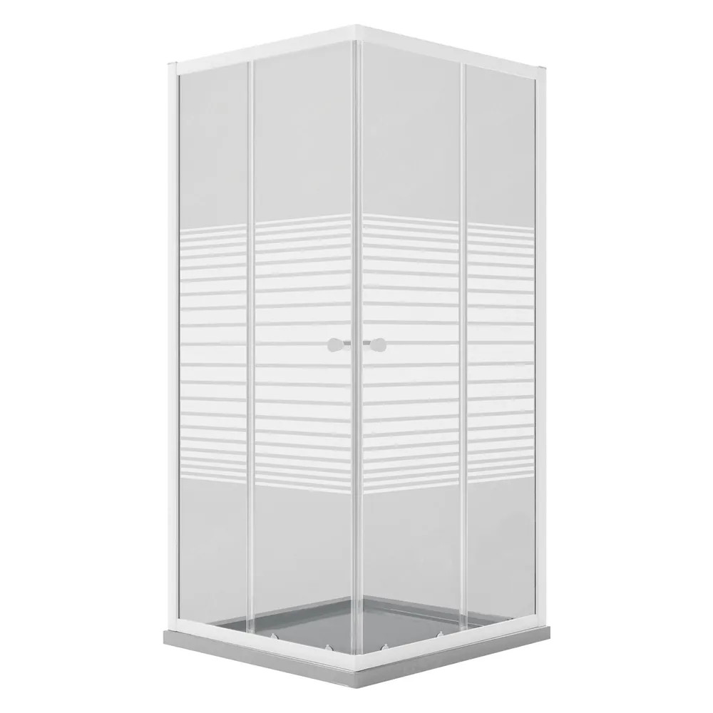 BOX DOCCIA CRISTALLO SERIGRAFATO DUE PORTE 'PERLA' - FLUXY - Vista Principale