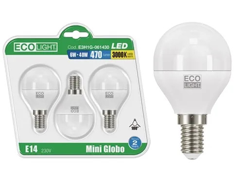 LAMPADINE ECOLIGHT LED E14M/GL8W - Senza Marca - Vista Principale