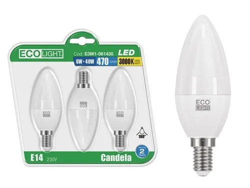 LAMPADINE ECOLIGHT LED E14 OL.8W - Senza Marca - Vista Principale