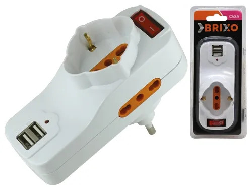 ADATTATORI TRIPLICI ROTANTI BRIXO + 2USB - Senza Marca - Vista Principale