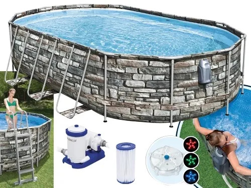 PISCINE OVALI STEEL COMFORT PIETRA 56719 - BESTWAY - Vista Principale