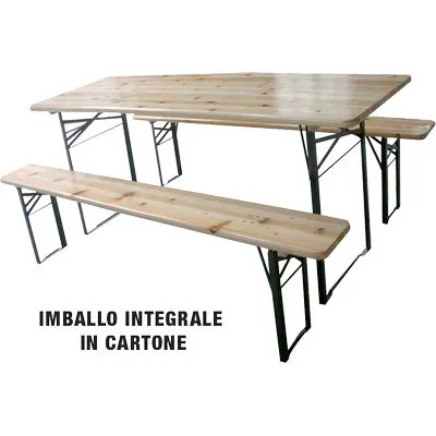 SET TAVOLO + PANCHE BIRRERIA 2 GAMBE DOMUS - DOMUS - Vista Principale