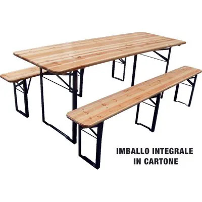 SET TAVOLO + PANCHE BIRRERIA 3 GAMBE DOMUS - DOMUS - Vista Principale