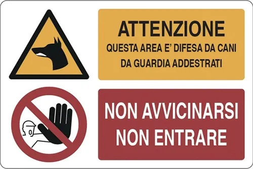 SEGNALETICA D'INFORMAZIONE 'AREA DIFESA DA CANI' - STAMPLAST