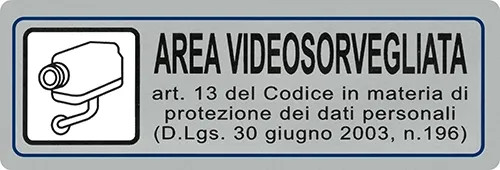 SEGNALETICA ADESIVA ARGENTO "AREA VIDEOSORVEGLIATA" - STAMPLAST