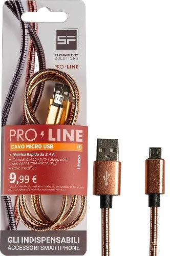 CAVO SMARTPHONE MICRO USB 1MT METALLICO GOLD PROLINE - SF-SOLUTIONS
