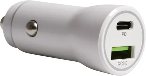 CARICATORE AUTO X SMARTPHONE USB+TYPE C BIANCO PROLINE - SF-SOLUTIONS - Vista Principale