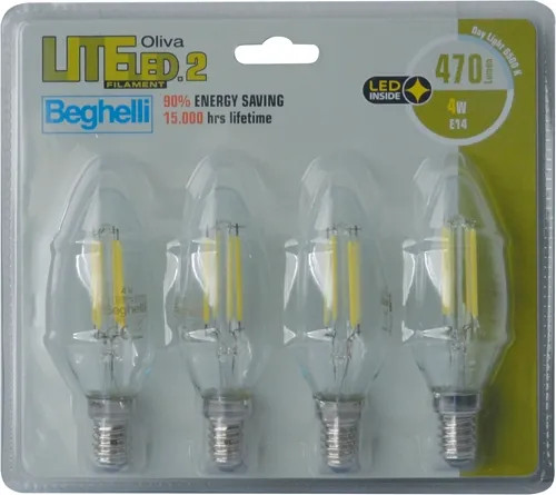 LAMPADA LED FILAMENTO OLIVA E14 - BEGHELLI