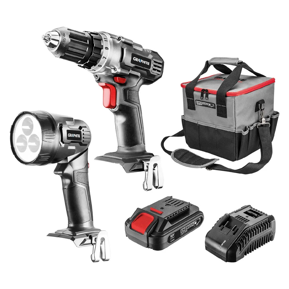 SET TRAPANO AVVITATORE CON ACCESSORI 'ENERGY +' set - GRAPHITE