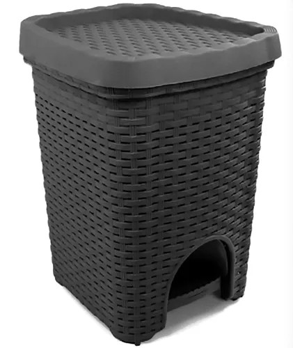 PATTUMIERA A PEDALE 16LT RATTAN GRIGIO ANTRACITE - DUPLAST - Vista Principale