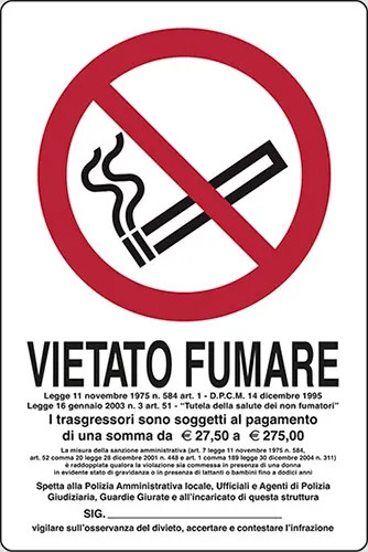 SEGNALETICA D'INFORMAZIONE 'VIETATO FUMARE' - STAMPLAST - Vista Principale
