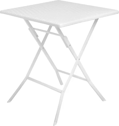 TAVOLO ACCIAIO-PVC EFFETTO RATTAN BIANCO - PAPILLON - Vista Principale