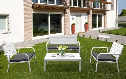 SALOTTO ACC. BIANCO POLYWOOD MURANO PAPILLON SET CUSCINI GRIGIO - Senza Marca - Vista Principale