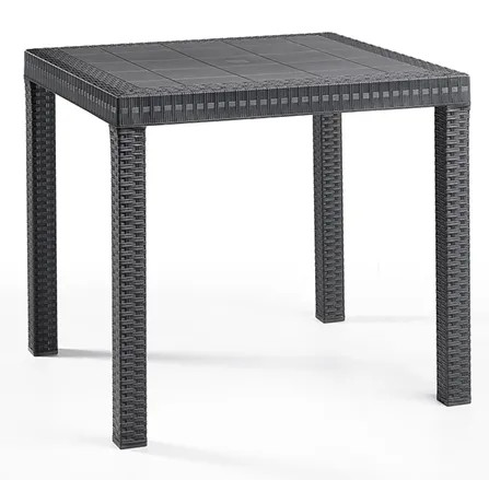 TAVOLO RESINA QUADRATO 'SATURNO' ANTRACITE SIMILRATTAN - Senza Marca - Vista Principale