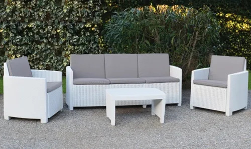 SALOTTO RESINA 3 POSTI BIANCO VARANO-STROMBOLI SET - Senza Marca - Vista Principale