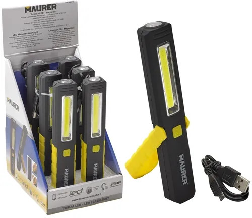 TORCIA LED PIEGHEVOLE C/CALAMITA MAURER BATTERIA RICARICABILE USB - MAURER - Vista Principale