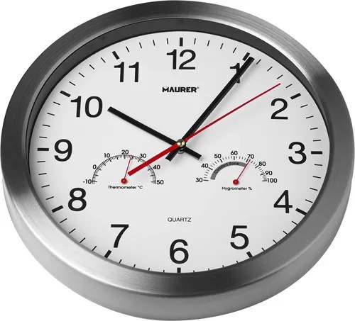 OROLOGIO DA PARETE BIANCO STRUTTURA ACCIAIO QUADRANTE VETRO - MAURER - MAURER - Vista Principale