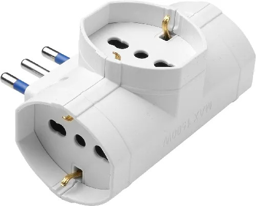 ADATTATORE TRIPLO SCHUKO 3 PRESE P40 BIANCO MAURER -CF.BUSTA - Vista Principale