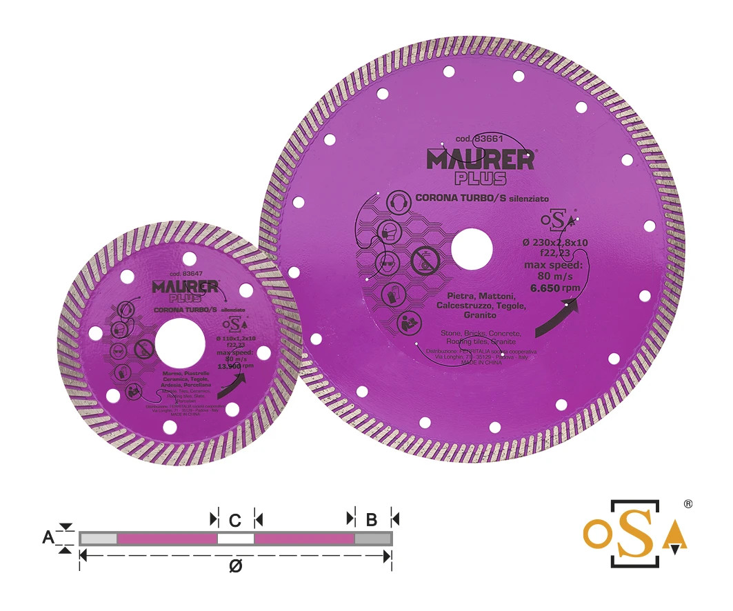 DISCO DIAMANTATO CORONA TURBO/S 230MM MAURER PLUS - MAURER-PLUS - Vista Principale