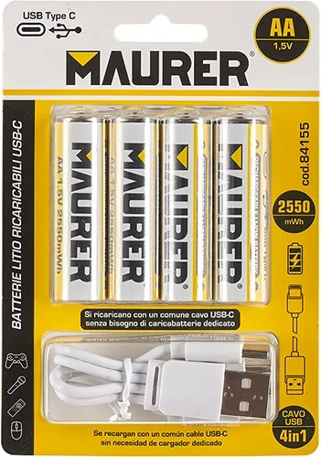 BATTERIE MAURER RICARICABILI USB STILO - MAURER - Vista Principale