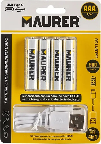 BATTERIE MAURER RICARICABILI USB MINISTILO 900MWH - MAURER - Vista Principale
