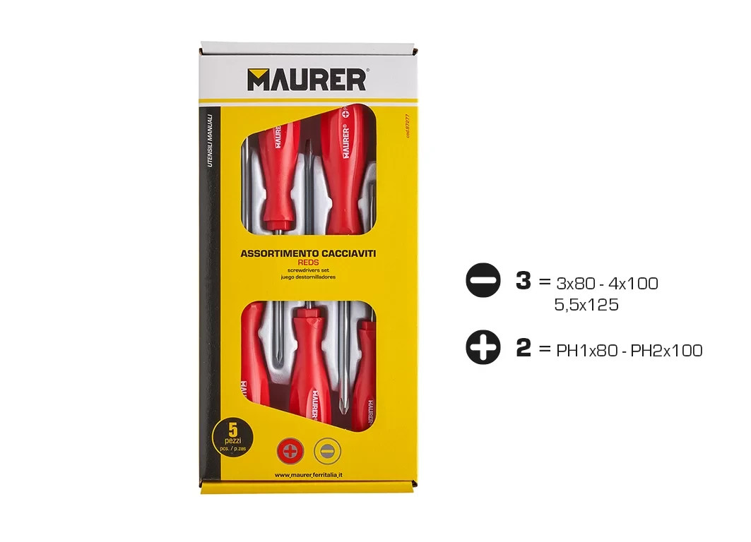 CACCIAVITI MAURER SERIE 5PZ REDS PROFESSIONAL CF. BLISTER - MAURER - Vista Principale