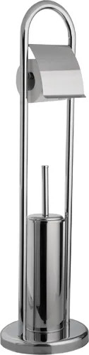PIANTANA PORTAROTOLO+SCOPINO BAGNO ACCIAIO INOX H80CM - MAURER - Vista Principale