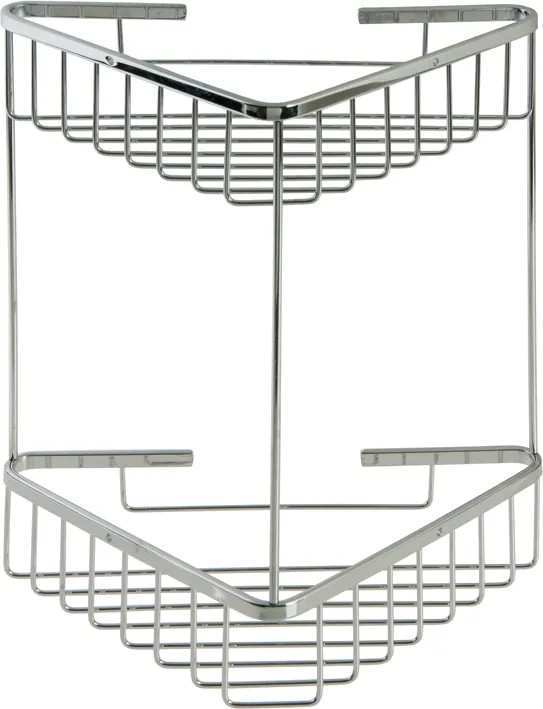 PORTAOGGETTI BAGNO ANGOLARE DOPPIO ACCIAIO INOX CROMATO - MAURER - Vista Principale