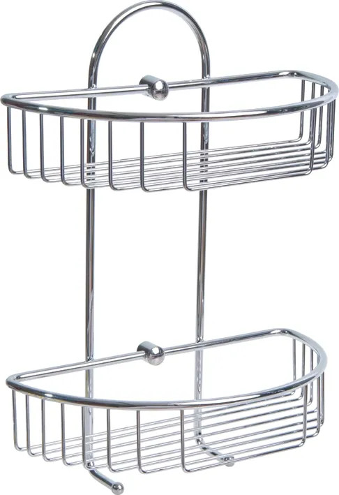PORTAOGGETTI BAGNO DOPPIO C/APPENDINO INOX CROMATO - MAURER - Vista Principale