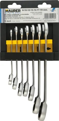 CHIAVI COMBINATE CRICCHETTO SR. 7 PZ. MAURER PLUS - MAURER-PLUS - Vista Principale