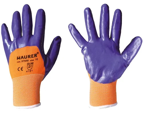 GUANTI LAVORO NITRILE GLOVEX II CON POLSINO - MAURER - Vista Principale