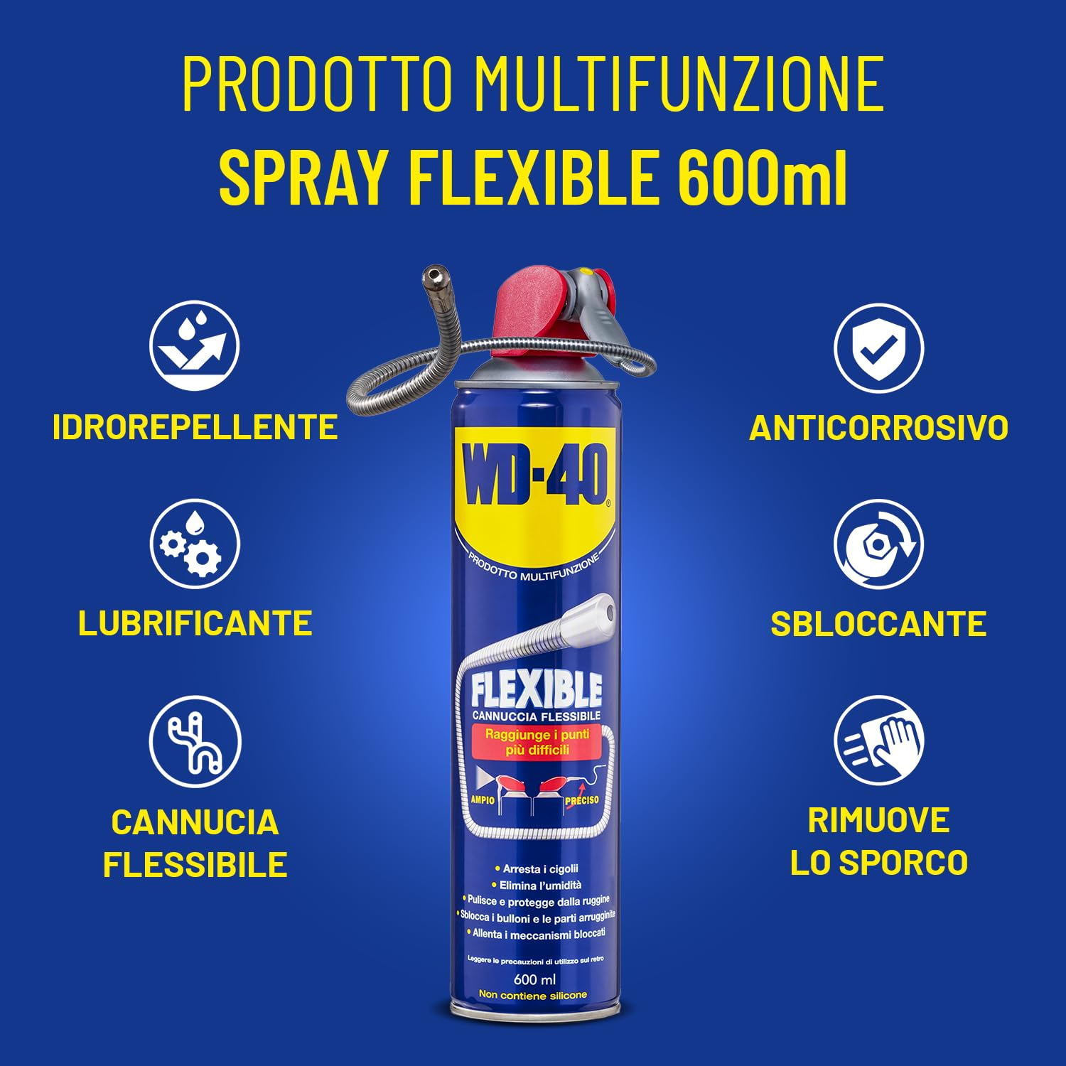 Prodotto Multifunzione Flexible - Lubrificante Spray - Cannuccia flessibile  - Senza silicone - 600ml - WD-40 - Dettaglio 2