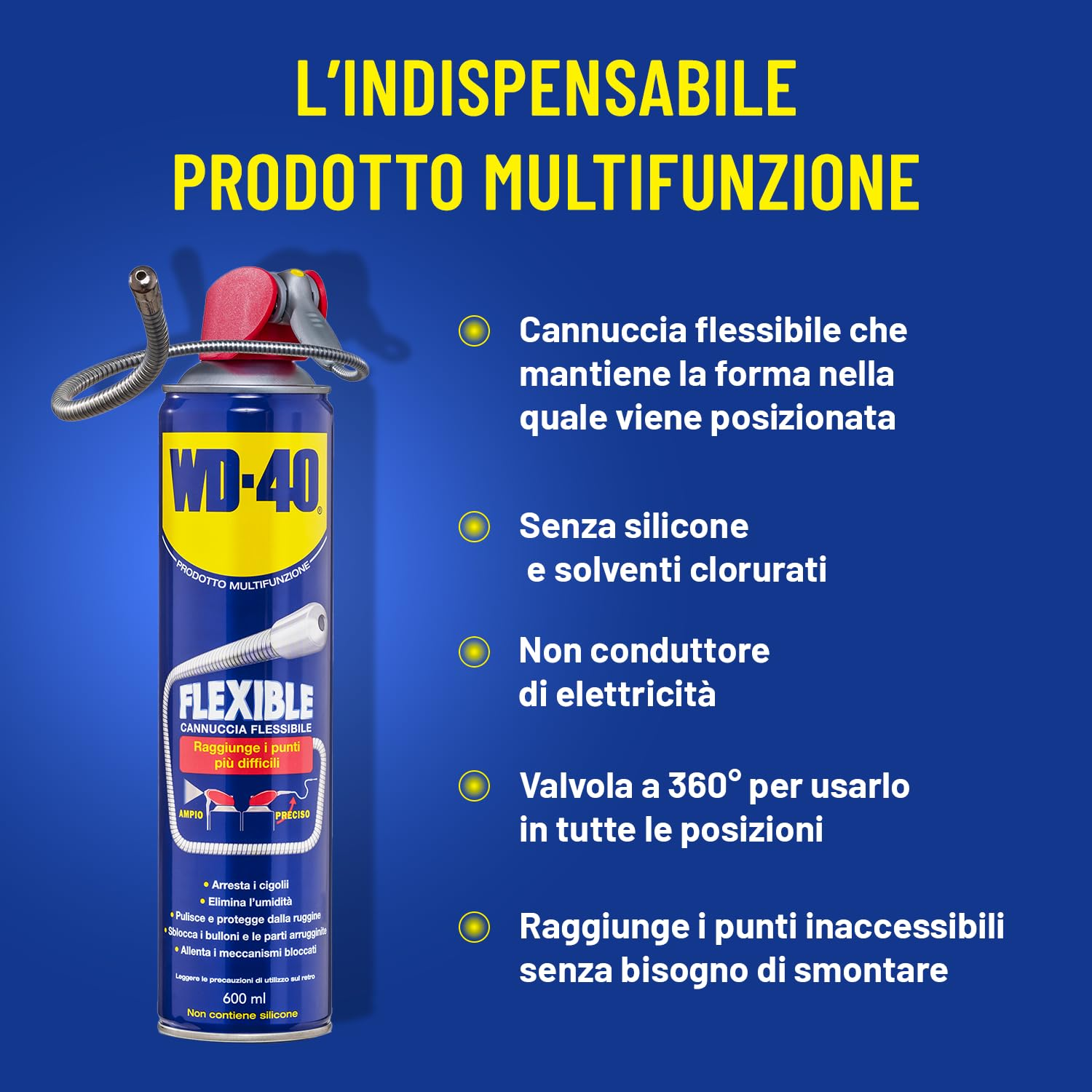 Prodotto Multifunzione Flexible - Lubrificante Spray - Cannuccia flessibile  - Senza silicone - 600ml - WD-40 - Dettaglio 3