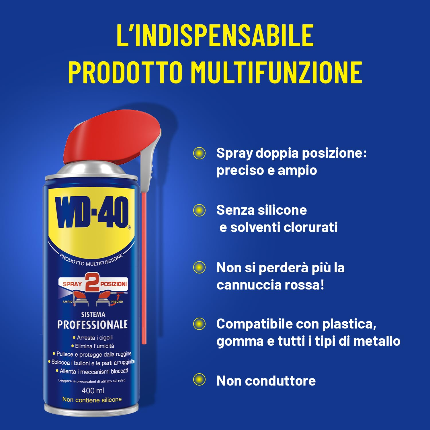 Prodotto Multifunzione - Lubrificante Spray Doppia Posizione - Senza silicone - 6x400ml - WD-40 - Dettaglio 3