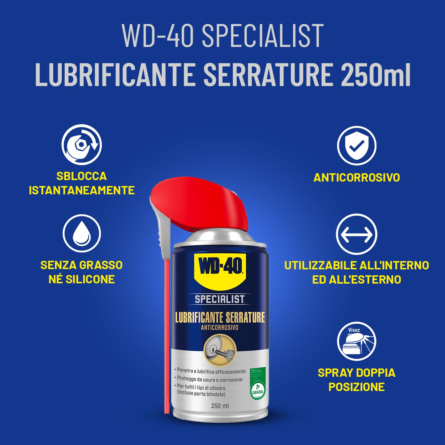 Lubrificante Serrature - Anticorrosivo - Sbloccaggio immediato - Senza grasso o silicone - 250ml - WD-40 Specialist - Dettaglio 2