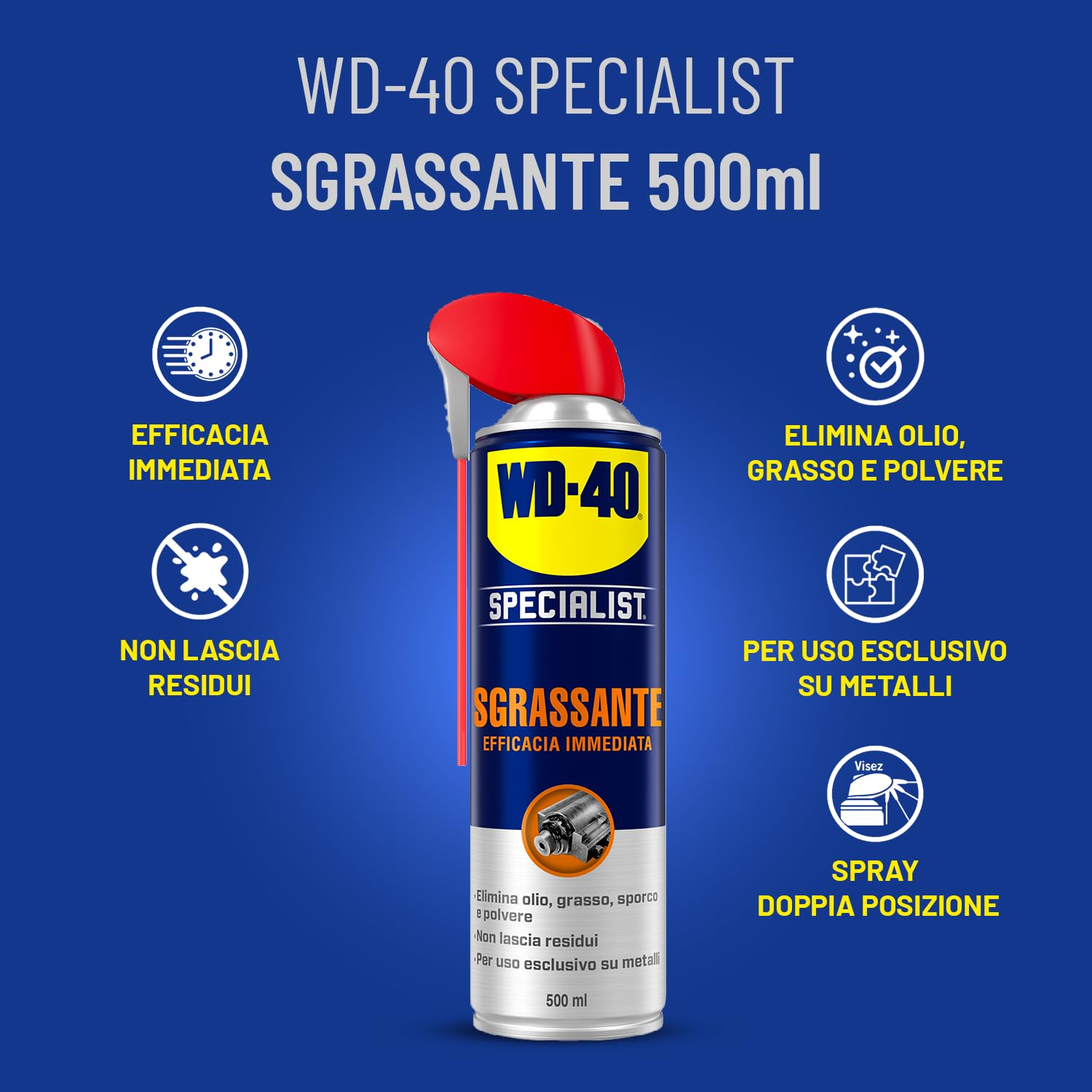 Sgrassante Spray Doppia Posizione - Efficacia Immediata - 500ml - WD-40 Specialist - Dettaglio 2
