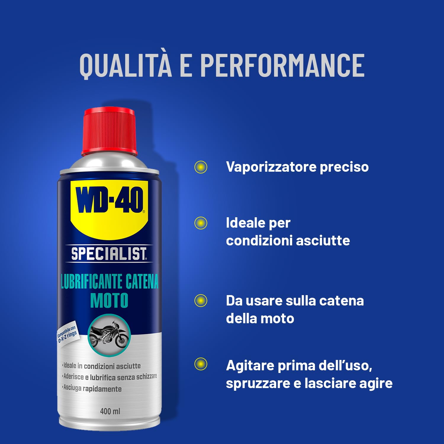 Lubrificante Catena Moto - Per Condizioni Asciutte - Compatibile con O, X e Z ring - Spray 400ml - WD-40 Specialist - Dettaglio 3