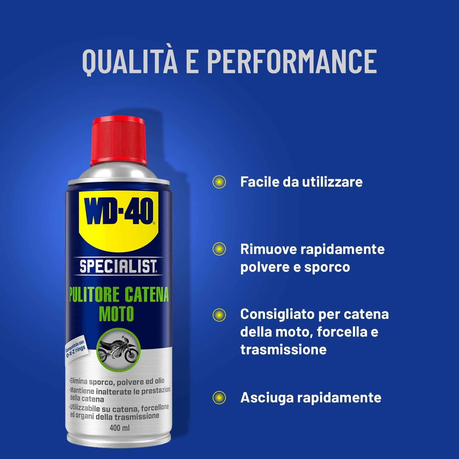 Pulitore Catena Moto - Per catene, forcelloni e trasmissioni - Compatibile con O, X e Z ring - Spray 400ml - WD-40 Specialist - Dettaglio 3
