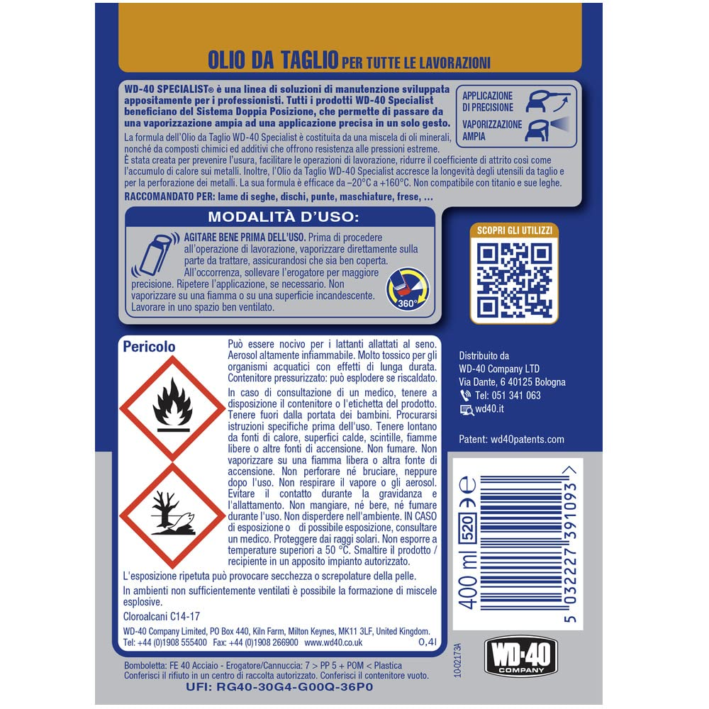 OLIO DA TAGLIO SPRAY DOPPIA POSIZIONE  400ML. - WD-40 SPECIALIST - Dettaglio 2
