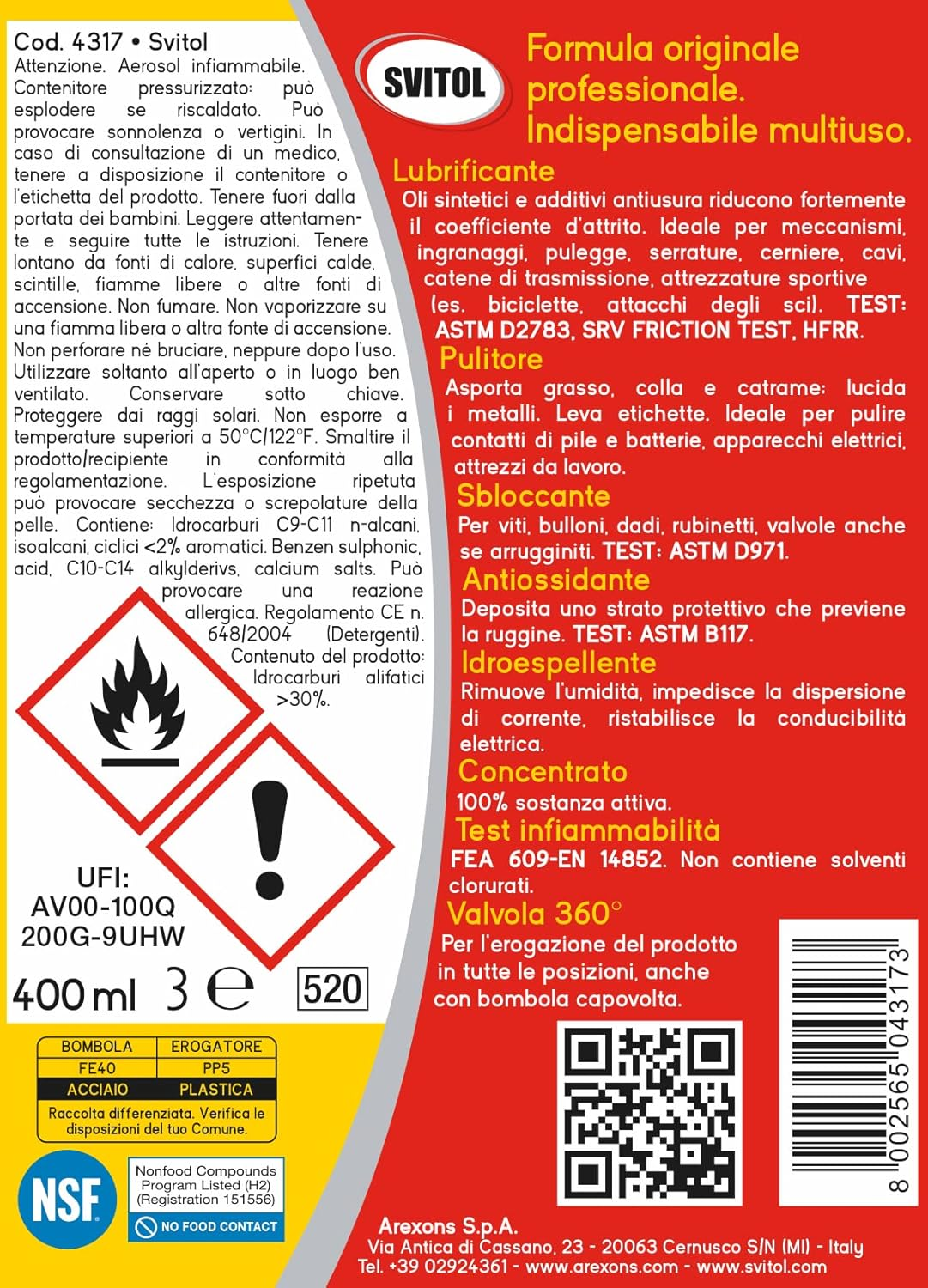 LUBRIFICANTE SPRAY 400 ML - SVITOL - Dettaglio 3
