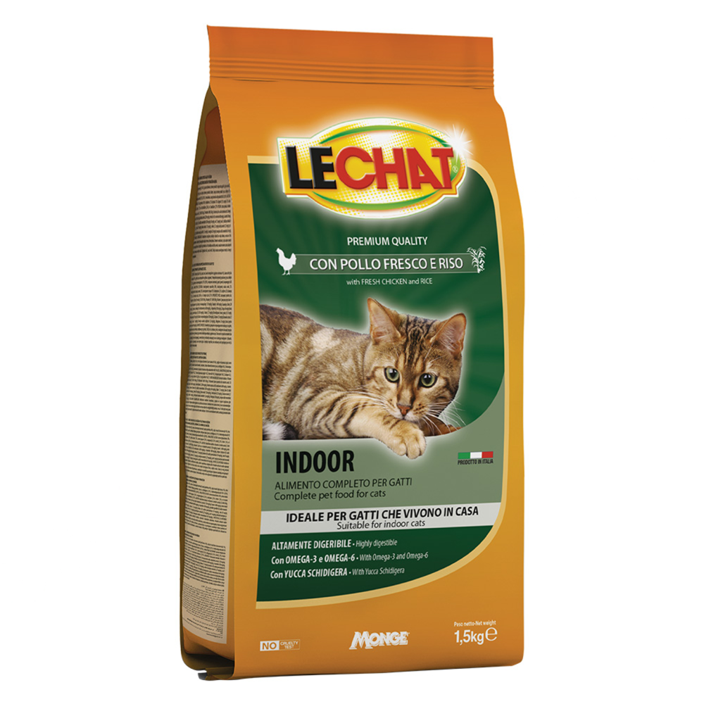 CROCCANTINI PER GATTI LECHAT INDOOR POLLO E RISO 1,5KG - MONGE