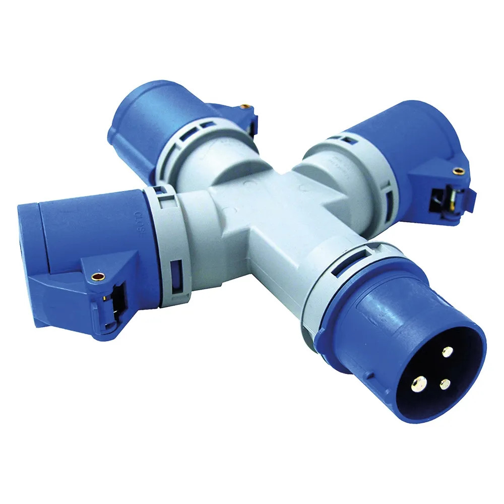 ADATTATORE INDUSTRIALE TRIPLO blu - ELECTRALINE - Vista Principale