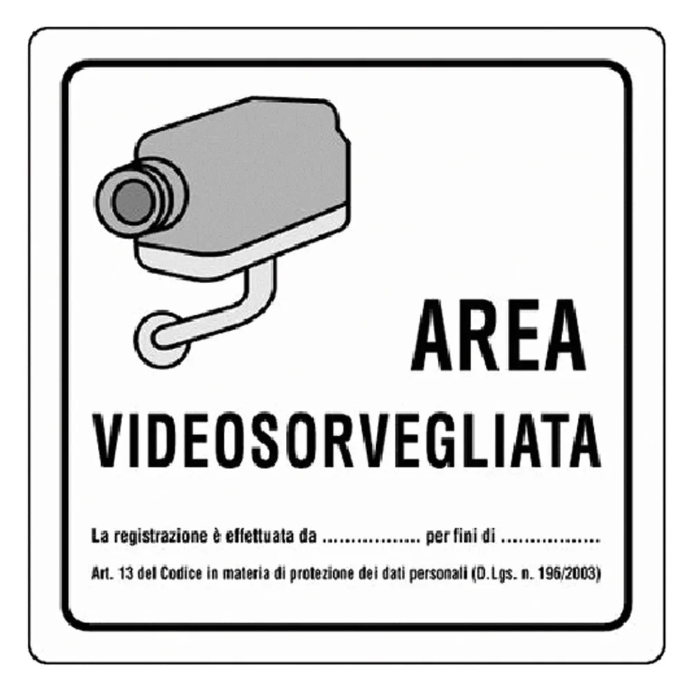 CARTELLO 'AREA VIDEOSORVEGLIATA' - Senza Marca - Vista Principale