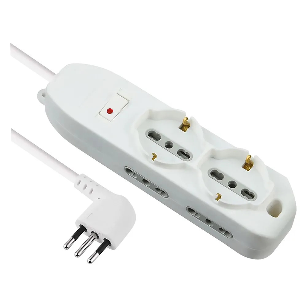 MULTIPRESA CON INTERRUTTORE 2 Schuko + 4 Bival. - ELECTRALINE - Vista Principale