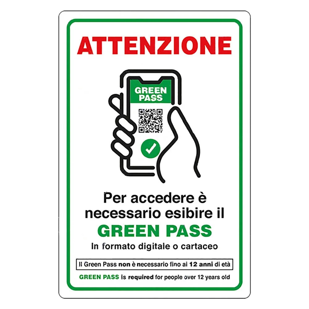 CARTELLO 'ACCESSO CON ESIBIZIONE DI GREEN PASS' - Senza Marca - Vista Principale