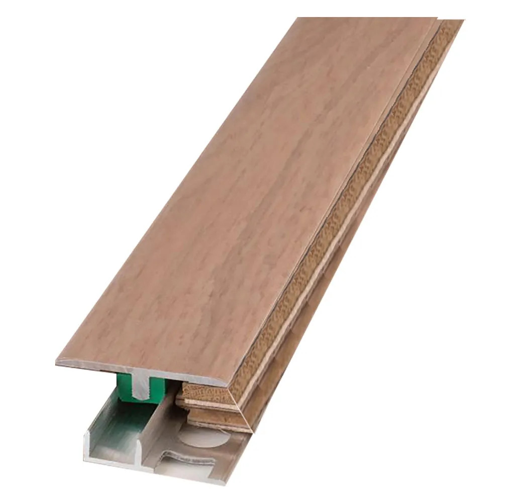 PROFILO PIATTO CON BASE PER LAMINATO E PARQUET 'UN rivestito rovere scuro - PROFILPAS